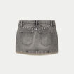 Jupe ajust&eacute;e courte en jean denim gris ado