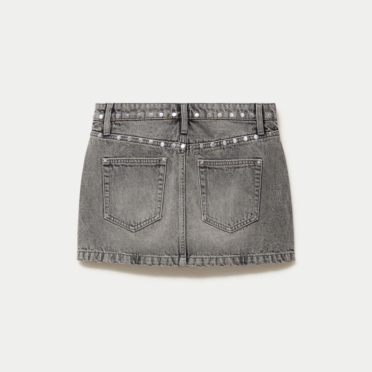 Jupe ajust&eacute;e courte en jean denim gris ado