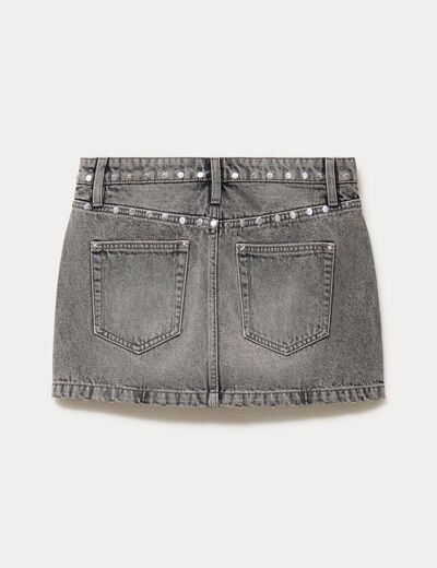 Jupe ajust&eacute;e courte en jean denim gris ado