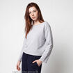 Sweat oversize cropped col bateau gris clair ado