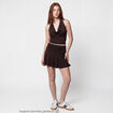 Top ajust&eacute; cropped d&eacute;collet&eacute; dos marron fonc&eacute;