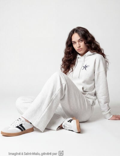 Jogging large en maille ecru