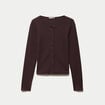 Gilet ajust&eacute; col rond manches longues marron fonc&eacute;