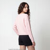 Pull col v manches longues rose clair