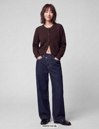 Jean Lenny wide leg taille standard denim brut