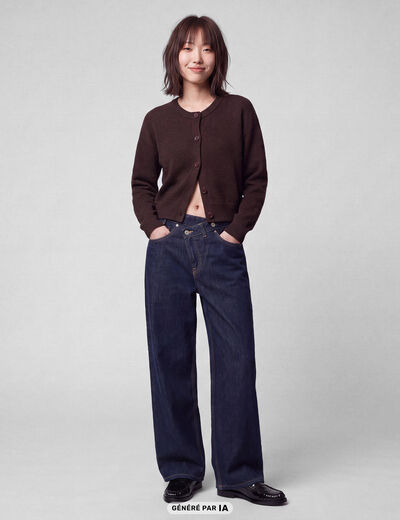 Jean Lenny wide leg taille standard denim brut