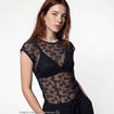 Top transparent sans manches dentelle noir ado