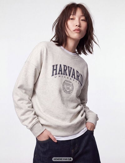 Sweat col rond manches longues blanc