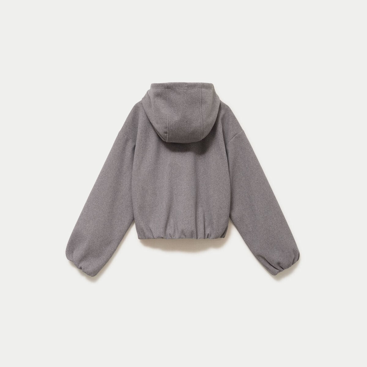 Blouson cropped effet boule &agrave; capuche gris fonc&eacute;