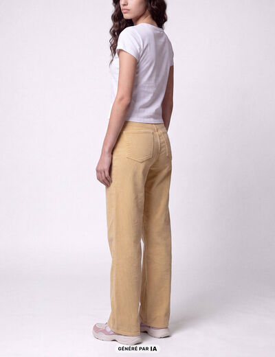 Pantalon bootcut en velours jaune pastel