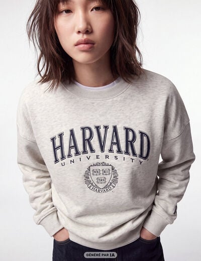 Sweat col rond manches longues blanc