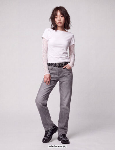 Jean Sam regular taille standard denim gris