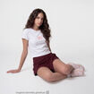 Jupe-short taille haute avec ceinture bordeaux