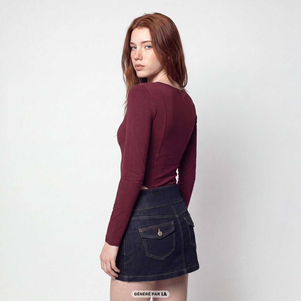 Body ajust&eacute; d&eacute;collet&eacute; manches longues bordeaux