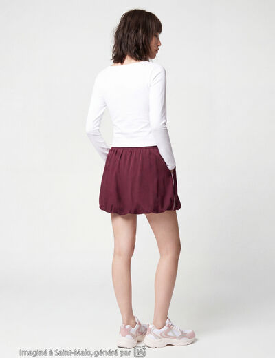 Jupe courte ample effet boule bordeaux