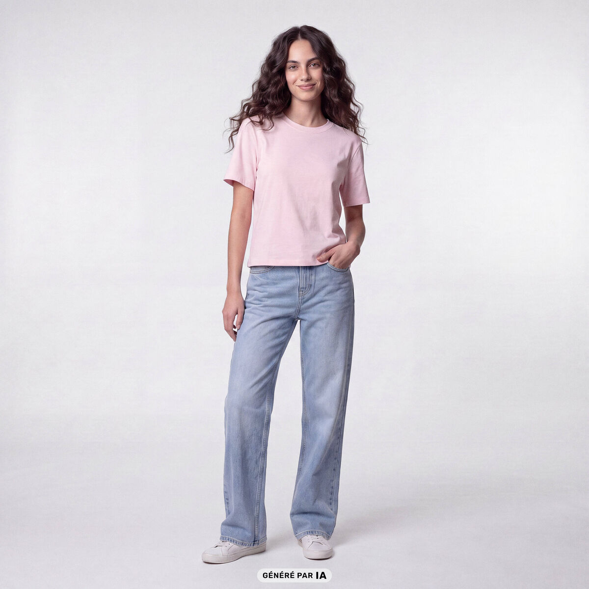 Jean Tom regular taille haute denim bleach