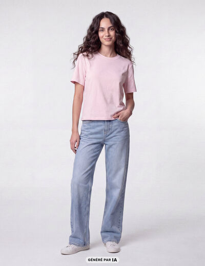 Jean Tom regular taille haute denim bleach