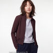 Gilet droit cropped col montant marron fonc&eacute;