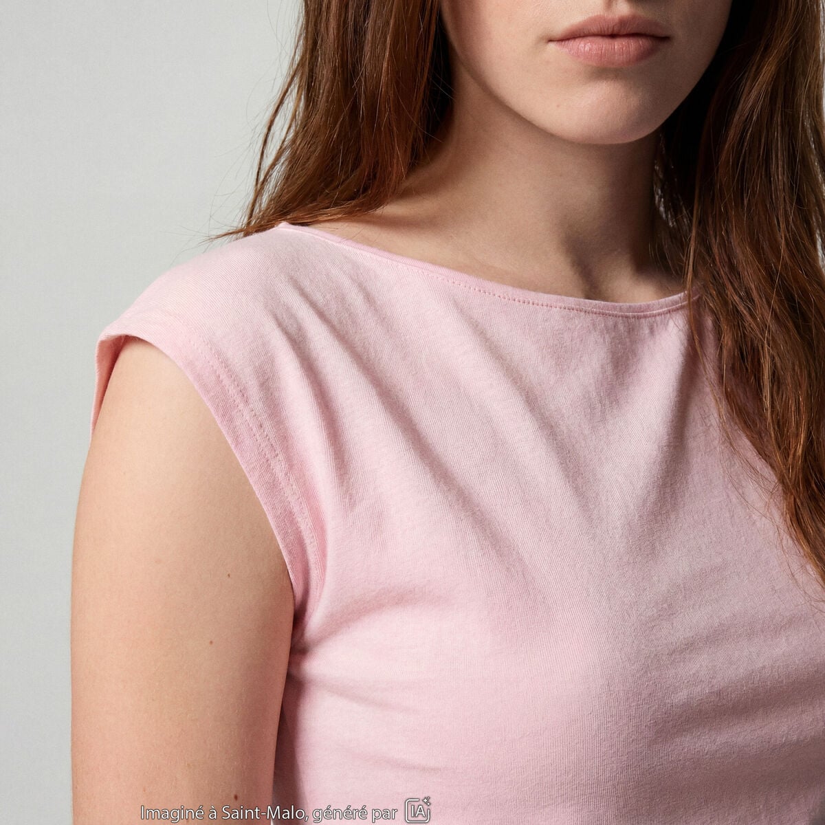 Top ajust&eacute; sans manches d&eacute;collet&eacute; dos rose clair