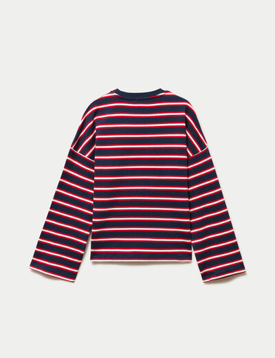 T-shirt manches longues bleu fonc&eacute;