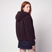 Blouson court droit effet polaire marron fonc&eacute;