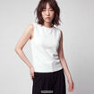 T-shirt ajust&eacute; court d&eacute;collet&eacute; dos ecru ado