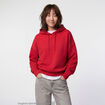 Sweat oversize &agrave; capuche manches longues rouge