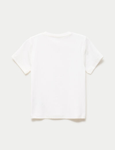 T-shirt ajust&eacute; col rond manches courtes ecru ado