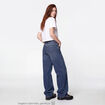 Jean wide leg taille basse bleu ado