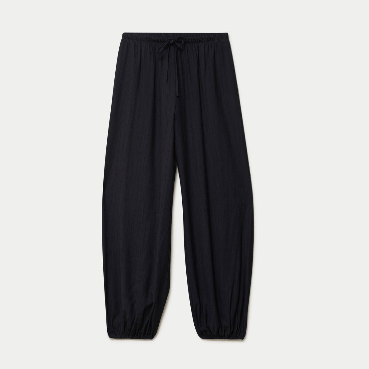 Pantalon large en cr&ecirc;pe taille standard noir ado