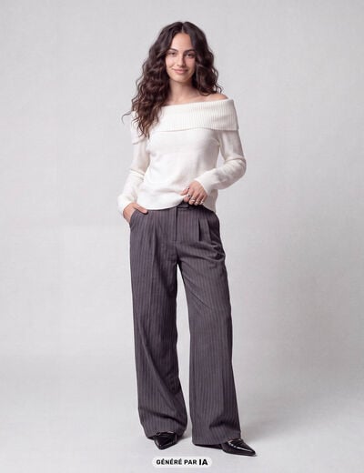 Pantalon coupe large taille standard gris anthracite