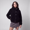 Blouson court droit effet polaire noir