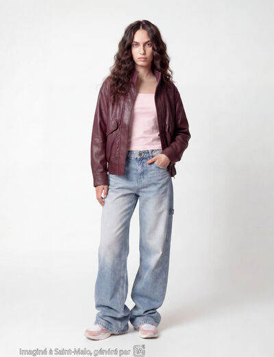 T-shirt ajust&eacute; d&eacute;collet&eacute; manches longues rose clair