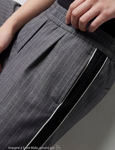 Pantalon bootcut fendu taille standard gris fonc&eacute;