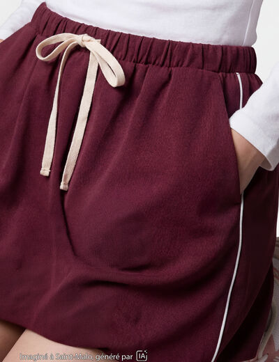 Jupe courte ample effet boule bordeaux