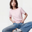 T-shirt col rond manches courtes rose clair