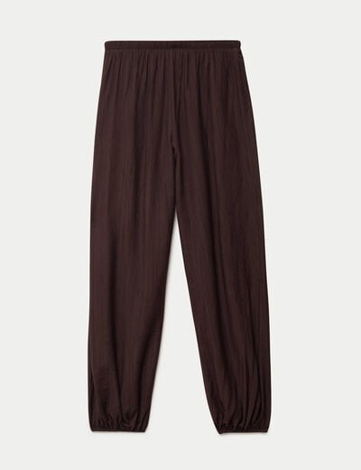 Pantalon large en cr&ecirc;pe taille standard marron fonc&eacute; ado