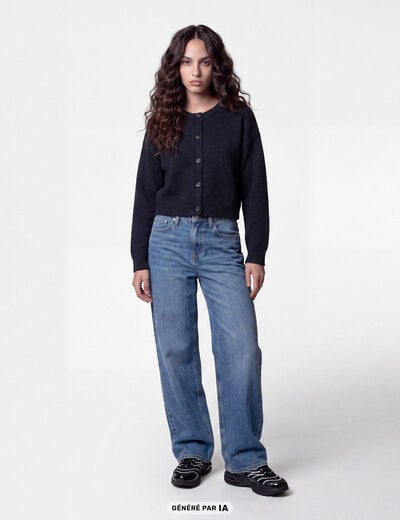 Jean Lenny wide leg taille standard denim double stone