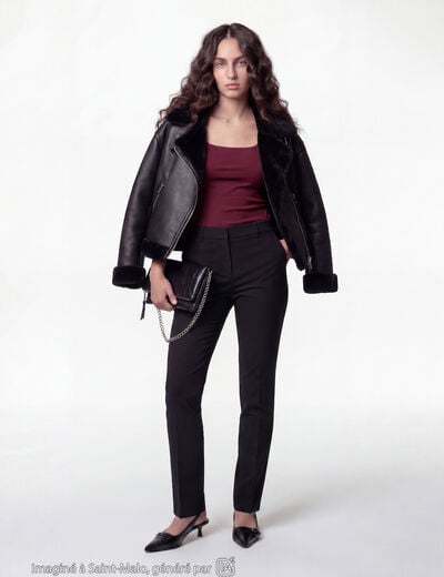 Pantalon bootcut taille basse noir