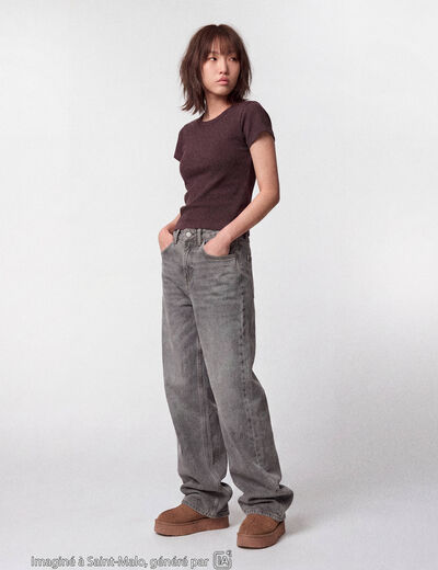Jean Tom regular taille haute denim gris