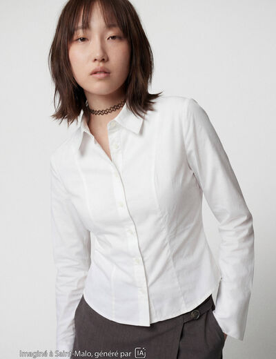 Chemise ajust&eacute;e courte col classique ecru