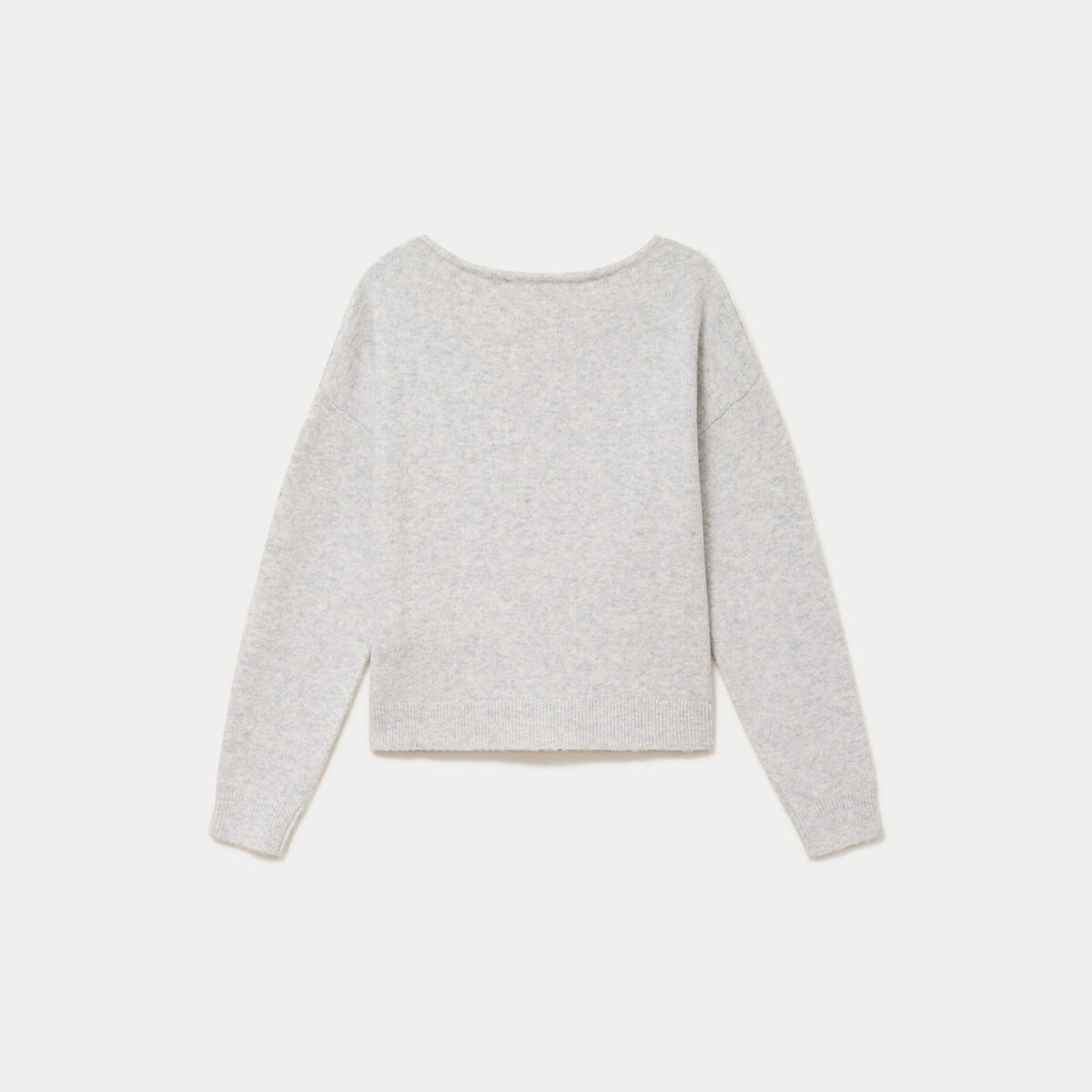 Pull col v manches longues gris clair