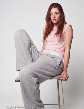 Jogging coupe large taille standard gris fonc&eacute;
