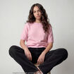 Pull col rond manches courtes rose