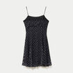 Robe fines bretelles col coeur dentelle noir ado