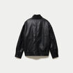 Veste oversize similicuir col biker noir