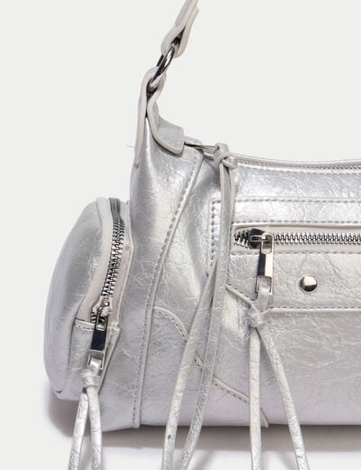 Sac &agrave; main gris argent