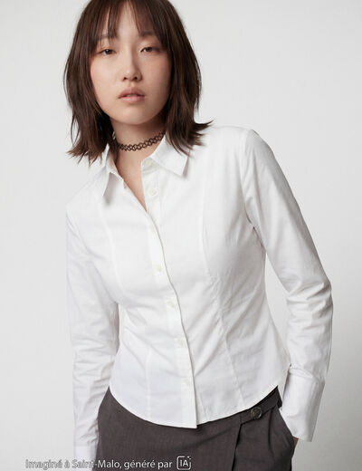Chemise ajust&eacute;e courte col classique ecru