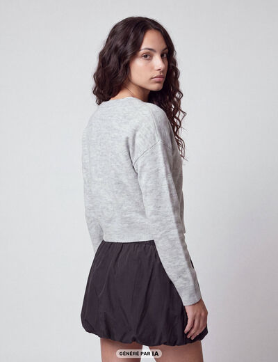 Gilet ajust&eacute; cropped manches longues blanc