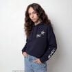 Sweat &agrave; capuche manches longues bleu marine